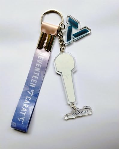Image of SEVENTEEN Caratbong Lightstick Inspired Acrylic Keychain With Lanyard | SVT & Carat Logo Landyard |Kpop BoyBand | Caratbong Keyring | Seventeen Keychain| Kpop Lightstick