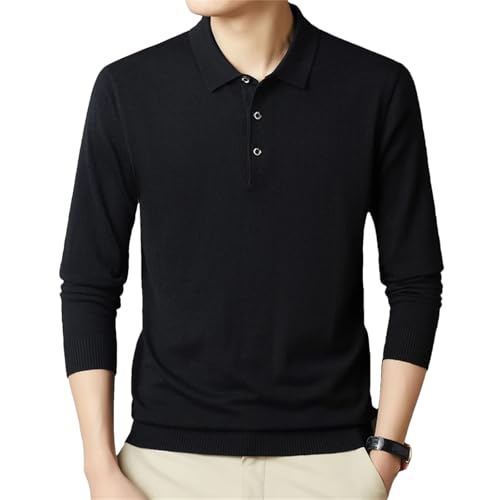 Dcvmvmn Men's Cashmere Wool Casual Pullovers Turn Down Collar Knitwear Long Sleeve Jumper Male Sheep Wool Knit Sweater Black