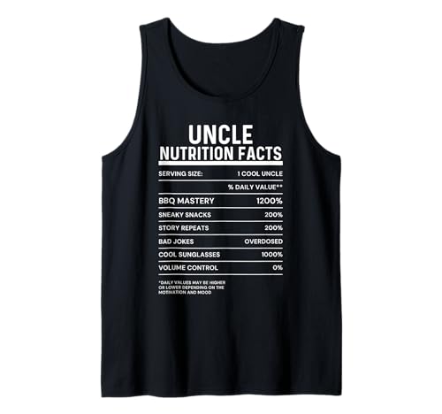 Uncle Nutrition Facts Funny Graphic Hombres Niños Niños Camiseta sin Mangas