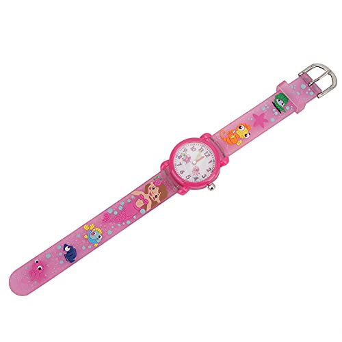 Cartoon Pattern PVC Strap Children Quartz Kid Watch for Girls and Children Gifts Pink Blue (New Pink)3