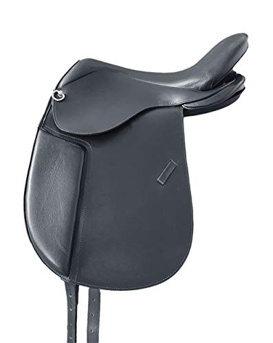 Foto von A&M Reitsport Baumloser Dressur Sattel Bristol aus Büffelleder Schwarz, Mit Klettkissen, Größe:16 Zoll