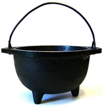 New Age Imports, Inc. Cast Iron Cauldron w/Handle, Ideal for smudging, Incense Burning, Ritual Purpose, Decoration, Candle Holder, etc. (6" Diameter Handle to Handle, Inside Diameter 4 1/8")