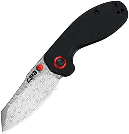 CJRB CUTLERY Maileah (J1918D-BK) Rose Damascus Steel Blade Black G10 Handle Pocket Tactical Folding Knife EDC Knife