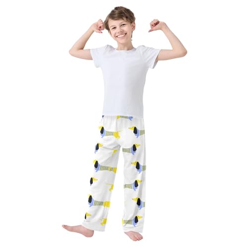 Boys' Pants Scandinavian Dog Blue Yellow Cartoon Long Bottoms Jogger Pants Elastic Waist Trousers with Pockets S-XL2