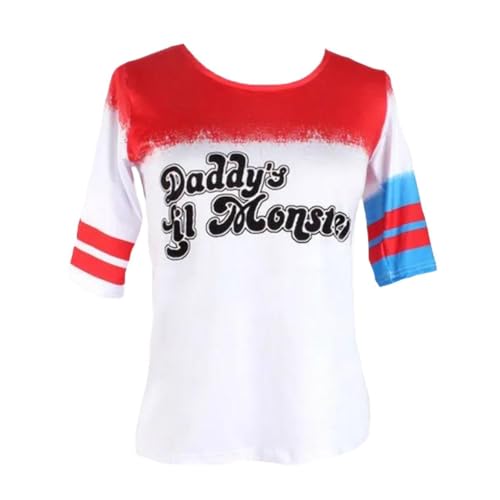janisramone® Womens and Kids Halloween Costumes, Shiny Wet Look Red and Blue Cosplay Jackets, Knickers, Hotpants, Leggings, Skater Skirt, Daddys Little Monster T Shirt, Fancy Dress Costumes