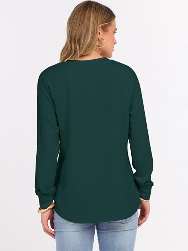 Image of ANRABESS Women's Waffle Knit Henley Top Long Sleeve Shirts