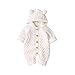 Produktbild Neugeborenes Baby Mädchen Jungen Ohr Kapuze Langarm Gestrickte Kapuzenoverall Strampler Winter Babykleidung für 0-24 Monate (Weiß, 0-6 Monate)
