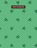  Notebook Green (Pantone) Color Cute Lovely Cat Face Zigzac Diagonal Patterns Cover Lined Journal: 110 Pages, Daily, Hour, To Do List, 8.5 x 11 inch, Pretty, A4, Work List, 21.59 x 27.94 cm, Planning