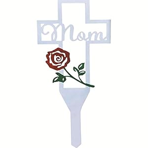 QKFON Metalen Kruis Spel Waterdichte Holle Outdoor Decoratie Creatieve Familieleden Begraafplaats Ornament Eenvoudige Installatie Herbruikbare Metalen Kruis Stake voor Outdoor 11.8×5.9 Inch