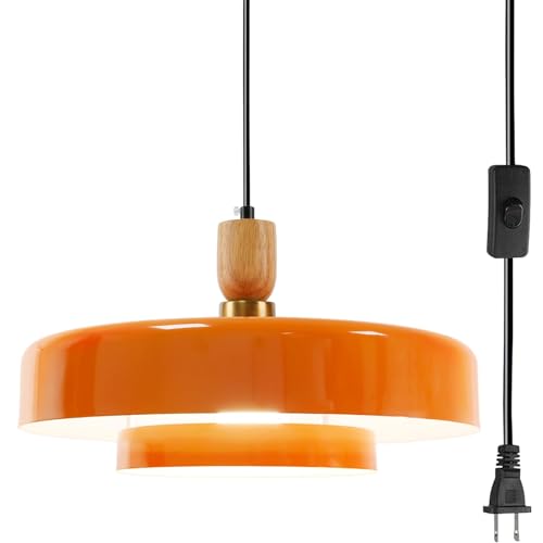 Image of Plug in Pendant Light, Adjustable Height Hanging Fixture, Vintage Industrial Hanging Lamp, No Hardwire Needed Swag Light for Kitchen Island, Bedroom, Dining Room