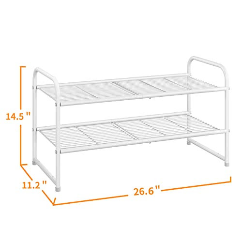 Simple Trending 2-Tier Stackable Shoe Rack, Metal Shoe Shelf Storage Organizer, White #TOP2