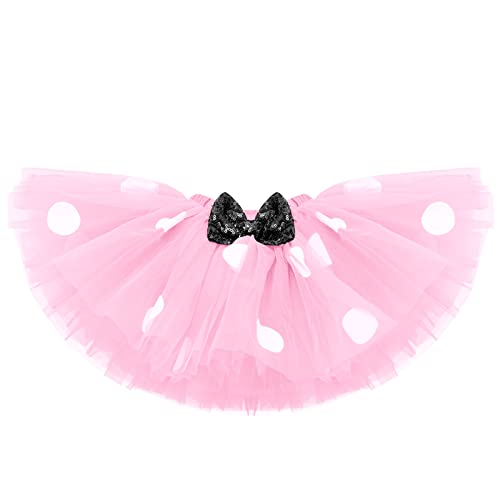 Mouse 2Nd Birthday Outfits Baby Girls Short Sleeve Romper Polka Dots Mini Tutu Skirt Headband 2 Years Old Cake Smash Photo Props I’m Two My Second Birthday Party Supply Summer Clothes Set Pink+Black #TOP2