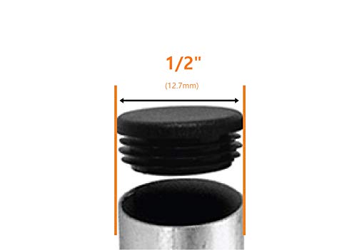 Image of OGC (100 Pack) - 1 /2 Inch OD Round Black for Plastic Plugs by Cap Cover Tube Durable Chair Glide Insert Finishing Plug
