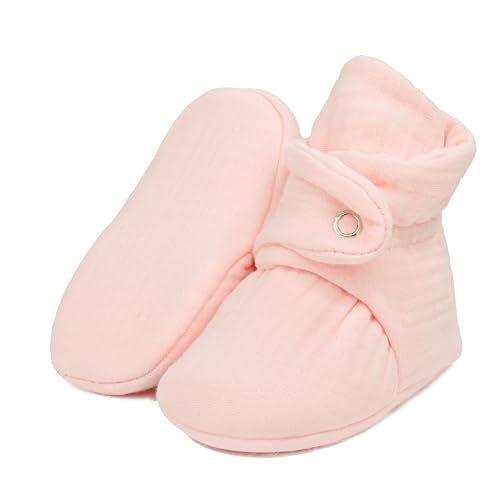 Image of Ella Bonna Baby Booties Organic Cotton Muslin Newborn Baby Slippers Baby Boy Booties, Infant Girl Booties, 6-12 months, 0-6 Months, 12-18 Months, 0-3 Months, 18-24 Months, Toddler Shoes