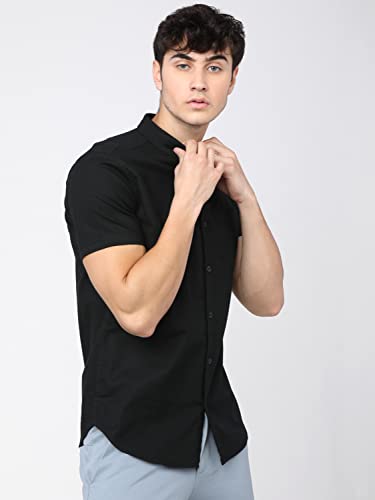 Image of Ketch Men's Cotton Slim Fit Solid Half Sleeve Shirt