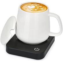 VOBAGA Mug Warmer Set for Desk, Coffee Gift with 15 oz Ceramic Mug