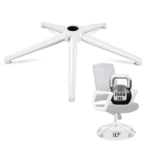 Sytopia Office Chair Base Replacement 24'' - Office Chair Base with Reinforced Metal Legs 2600lbs, Bottom Part Universal Fit for Universal Gas Cylinder & Casters – Shell White