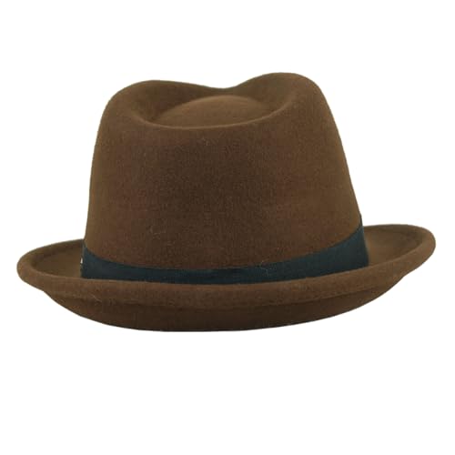 Image of FREEBIRD99 100% Wool Felt Panama Fedora Hat Short Brim Trilby Flat Hat for Men Women