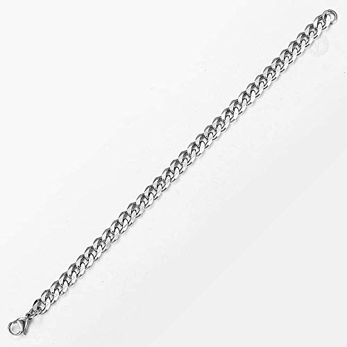Trendsmax Stainless Steel Curb Cuban Link Chain For Men Womens Hip Hop Rapper Bracelet Silver 7 Inch #TOP5