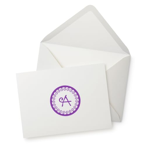 Tampon en caoutchouc monogramme rond Curly Q avec empreinte circulaire haute précision