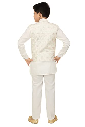 Image of AHHAAAA Kids Ethnic Chikan Work Waistcoat Kurta and Pajama Set For Boys
