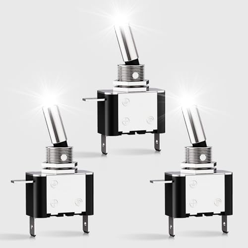 Image of Nilight 3PCS White LED Toggle Switch 12V 20A 3 Pin 2 Position ON Off SPS
