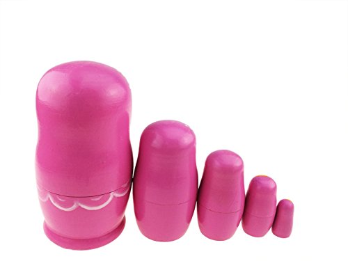 5 Pcs Blonde Girl With Flowers Pink Matryoshka Babushka Doll Russian Nesting Doll Stacking Dolls Hand-Painted Folk Art Dolls Wooden Dolls Kids Toys Funny Birthday Kids Room Decor #TOP4