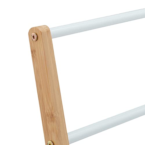 Relaxdays Portatoallas de Pie Bambú y Hierro, 3 Barras, Baño, Dormitorio, 98 x 62 x 30 cm, Escalonado, Natural y Blanco - imagen 7