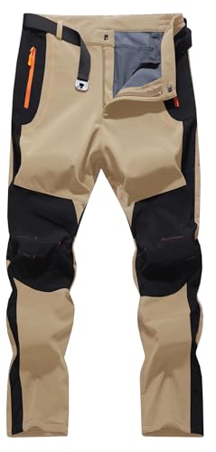 Men's Hiking Snow Ski Pants Softshell Fleece Lined Winter Water Repellent Outdoor Fishing Cargo Pants