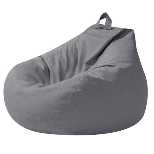 Highdi Puff Salon Adulto 100 x 120 CM Sin Relleno, Gigante Puff Gaming - Algodón y Lino, Duradero y cómodo, Gris Bean Bag Chair para Salón, Dormitorio y Sala de Juegos