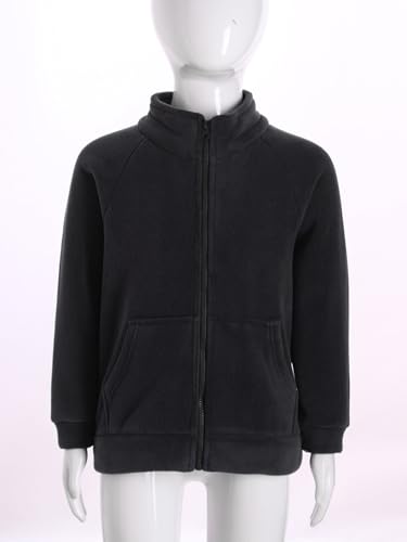 Hularka Kids Girls Boys Solid Polar Fleece Full-Zip Mock Neck Jacket Coat Long Sleeve Sweatshirt Outwear with Pockets3