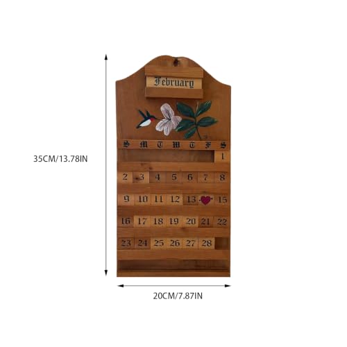 Calendario de escritorio de madera natural con visualización de fecha 2