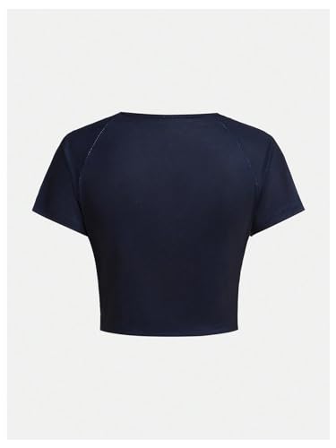 Girl's Number Print Striped Jersey Shirts Short Sleeve Crew Neck Crop Tops Graphic T Shirt2