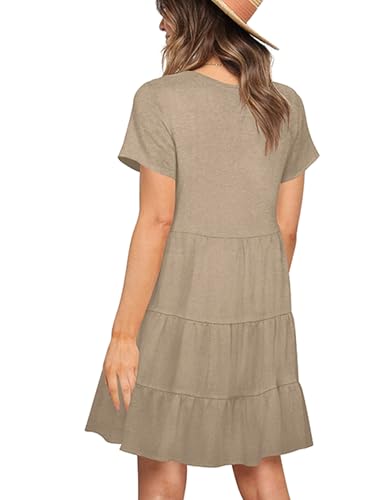 Image of Nova In Sky Women's Summer Dresses 2026 Short Sleeve V-Neck Casual Loose Swing Button Down Casual T Shirt Dresses