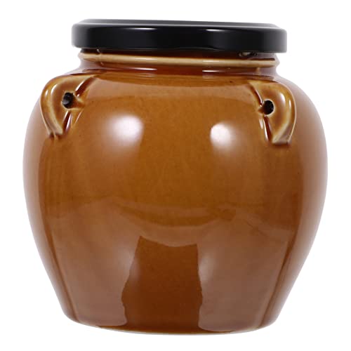 MAGICLULU 1pezzi Barattolo Di Ceramica Retro Per Alimenti Con Coperchio Contenitore Ermetico Per Marmellate e Sottaceti Scatola Per Stoccaggio Di Cibo Secco Design Classico Per Cucina