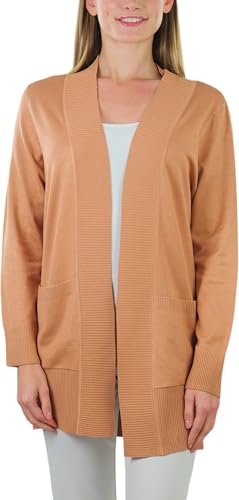 Image of ToBeInStyle Women's Long Sleeve Rib Banded Open Sweater Cardigan
