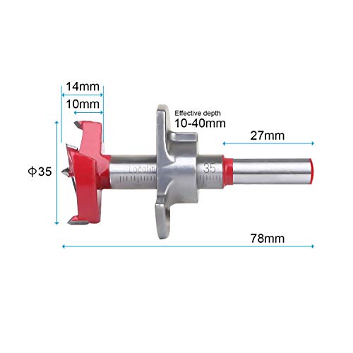 Flintronic Forstner Bit, Ø35mm Forstnerbohrer Holzbohrer mit Rundschaft, Dübelbohrer Holzbohrer mit Tiefenanschlag, Professional Forstner Bohrer, Topfbohrer Kunstbohrer für Holz, Holzbearbeitung