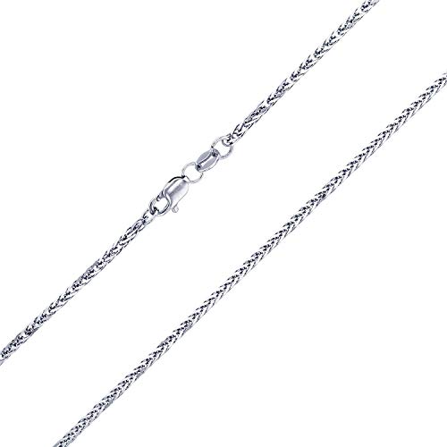Solid 14K Yellow or White Gold Diamond Cut Italian Spiga Chain Necklace - Real Gold Braided Square Wheat Chain with Lobster Claw Clasp3