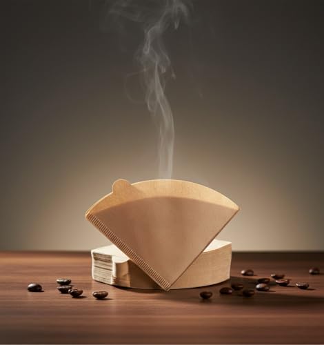 Image of 100 pcs Natural Coffee Filter Paper, Premium Filters Paper for Coffee Machine, 100 Count (2 Pack of 50) for Perfect Brew, Natural Papers Filter for Coffee Maker, Unbleached, Environmentally Friendly