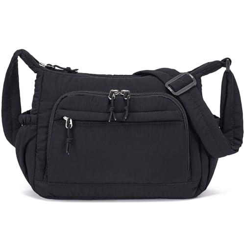 Medium Size Purses for Women Quilted Travel Purse with Multi Pockets Nylon Crossbody Bag for Ladies