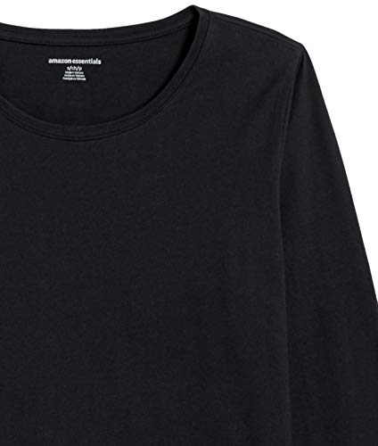 Amazon Essentials Women's Classic-Fit 100% Cotton Long-Sleeve Crewneck T-Shirt, Black, Medium
