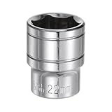 HARFINGTON 6-Point Socket 1/2' Drive 22mm Metric 1.5' Length 45# Steel Shallow Sockets Full Polishing Short Chrome Sockets for Car Repair Mechanical Maintenance Home Use