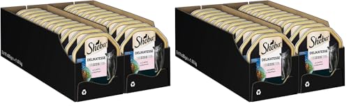 SHEBA Schale Nassfutter für Katzen Delikatesse in Gelee mit Lachs 2 x 11 x 85g (Packung mit 2) – Ansicht 1