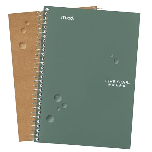 Image of Five Star Spiral Notebook, 2 Subject, College Ruled Paper, 6 inch x 9-1 /2 inch, 80 Sheets, Fights Ink Bleed, Water Resistant Cover, Seaglass Green (840029CH1-ECM) (Pack of 12)