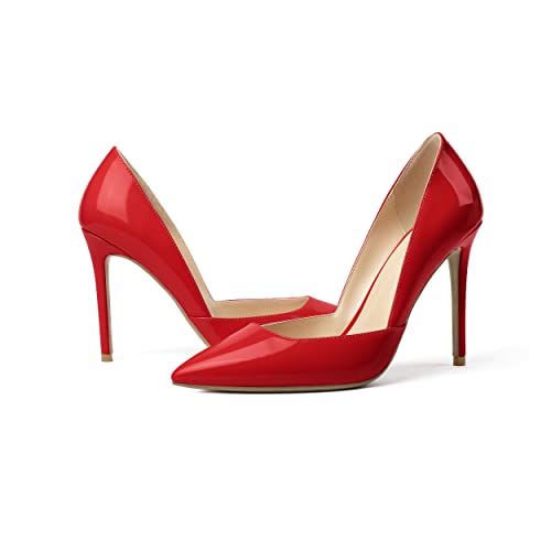 SAMMITOP Women's D'Orsay Slip On High Heels Elegant Pointy Toe Stilettos Pumps 4Inches Office Ladies Shoes4