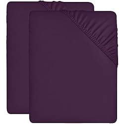 Sabana 160 X 200 Utopia Bedding Juego de 2 Sabana Bajera 160x200 - Púrpura - Bolsillo Profundo - Microfibra Cepillada (Cama 160)