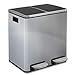Produktbild casa pura Abfalleimer Felix | Edelstahl Mülleimer mit Pedal | 2 Fach Mülltrennsystem für Küche und Büro | 30 oder 60 Liter | Trend Farben zur Auswahl (60 L - Silber)