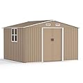 Kullavik 10FT x 8FT Outdoor Storage Shed,Waterproof Metal Tool Shed with Lockable Sliding Door and Air Vents,Metal Storage Shed for Garden,Lawn,Patio