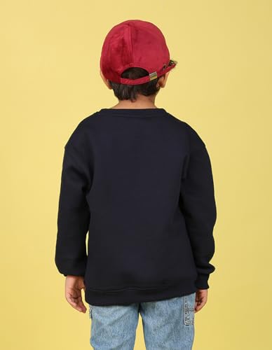 Image of Nusyl Boy's Black Solid Crew /Round Neck Sweatshirt |Skin Friendly Full Sleeve Sweatshirt|Drop Shoulder Oversized Sweatshirt | Round Neck Sweatshirt Oversized Fit Long Sleeves |