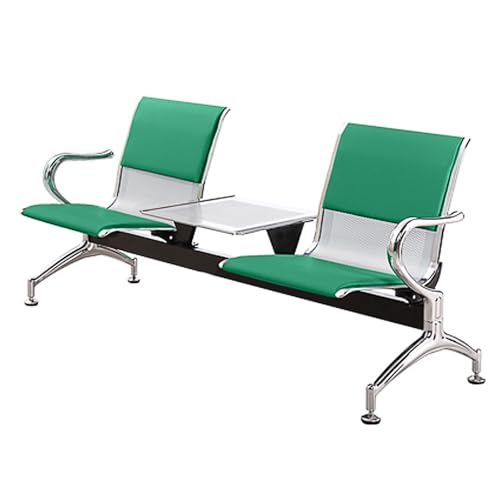 ASerZenith Reception Chairs For Office And Airports, Modern 2-Seat Waiting Bench With Table And Armrests For Lobby Seating,Vert